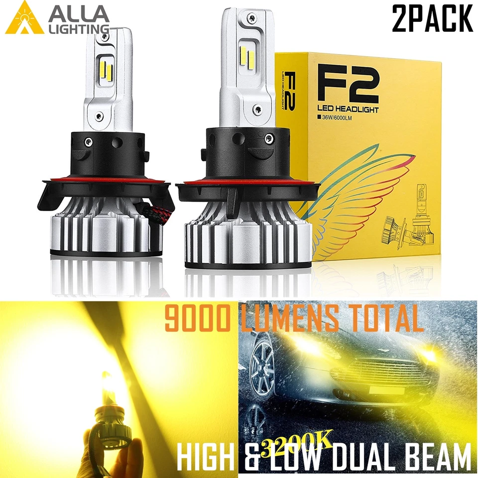 Alla Lighting H13 YELLOW LED Headlight Headlamp Light Bulb Full/High Low Beam - Image 1 of 4