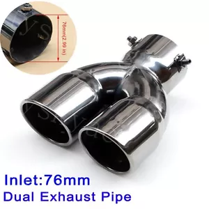 Silenciador de tubo de escape trasero de doble salida trasera de coche universal 76 mm 2,99" entrada - Imagen 1 de 7