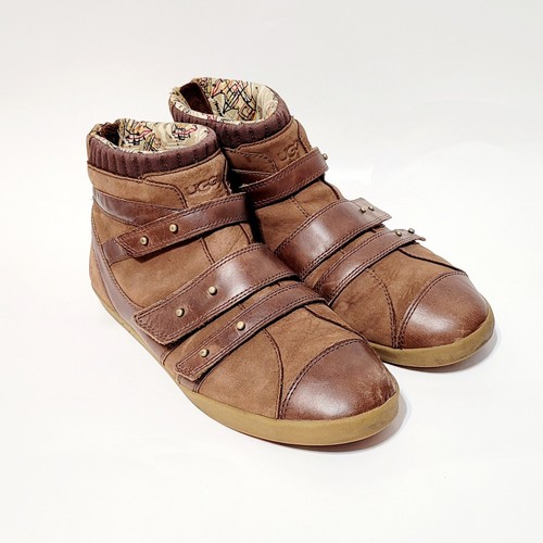 Stivaletti UGG Australia in pelle marrone alla caviglia con zip sul retro scarpe Wms 10US 41EU