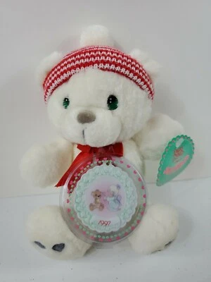 Precious Moments Vintage Snopaws Plush Bear with 1997 Christmas Ornament 9 inch - Image 1 of 4