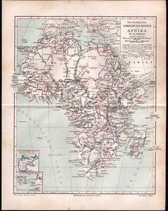 Africa Explorations 1909 Meyers Antique Map - Picture 1 of 1