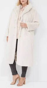 NEW LANE BRYANT IVORY FAUX FUR LONG COAT SIZE 14/16 - Picture 1 of 6