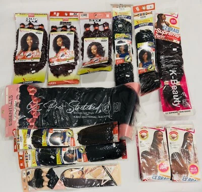 Gran Lote de Cabello Afroamericano/Negro - Pelucas L, Colas de Caballo, Trenzas y Más ¡NUEVO! Foto 1 de 4