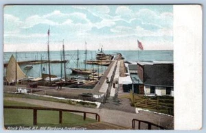Pre-1908 BLOCK ISLAND RHODE ISLAND OLD HARBOR & BREAKWATER POSTCARD*BOATS*DOCK - Picture 1 of 2