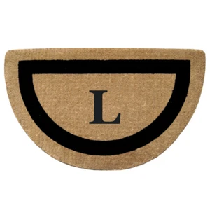Half Round Heavy Duty Coir Mat - Single Picture Frame (22" x 36") Monogram "L" - Picture 1 of 5