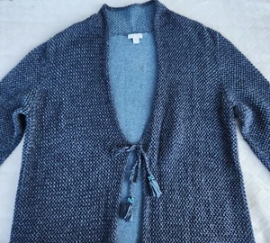 J. Jill Strickjacke Pullover Gr. L P lang blau Wolle Baumwollmischung - Bild 1 von 10