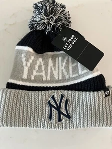 New York Yankees NY Knit Winter Hat Beanie 47 Cap Sideline MLB gray Blue - Picture 1 of 4