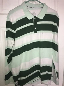Vintage Nomis Mens Large Green Striped Rugby Longsleeve T Snowboard Street Wear - Picture 1 of 17