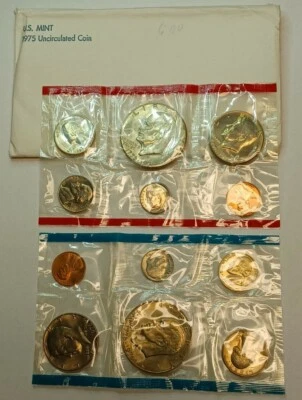 1975 US Mint 12 Coin Uncirculated Set Complete Philadelphia & Denver OGP  - Image 1 of 2