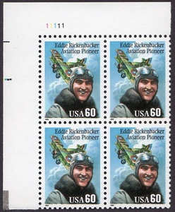 Scott #2998 Eddie Rickenbacker (Pilot) Plate Block Of 4 Stamps - MNH (UL) - Picture 1 of 2