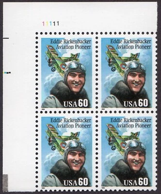 Scott #2998 Eddie Rickenbacker (Pilot) Plate Block Of 4 Stamps - MNH (UL) - Image 1 of 2