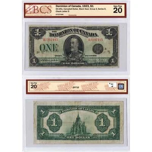 $1 1923 Dominion of Canada Note Campbell-Sellar Black Seal DC-25n - BCS VF-20 - Picture 1 of 3