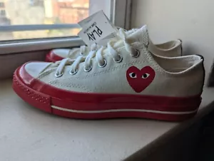 CONVERSE X COMME DES GARCONS PLAY ALL STAR CHUCKS '70 OX CDG RED SOLE WHITE Sz 6 - Picture 1 of 16