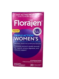 Florajen Triple Action Womens Probiotic 30 Capsules Expires: 04/2026 - Picture 1 of 1
