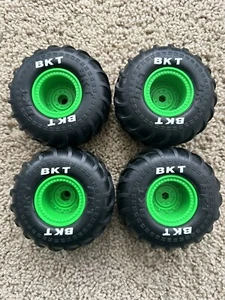 Spinmaster Grave Digger Monster Jam Replace 4” RC Truck Tires Wheels BKT 4 GREEN - Picture 1 of 5