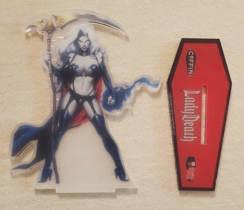 Lady Death: Cybernetic Desecration 6" Acrylic Figure. Kickstarter Bonus, New NM Cover