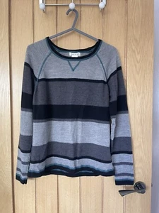 Orvis Damen 100% Merinowolle gestreifter Pullover/Langarm Oberteil Gr. L passt wie S - Bild 1 von 6