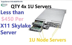 QTY 4x 1U X11 Servers $450 ea in 2U LFF 4 Node Case 2x Intel Xeon Skylake DDR4 - Picture 1 of 7