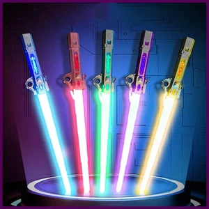 Kinder buntes leuchtendes Schwert Spielzeug Teleskop Musik Laserschwert 2 in 1 - Bild 1 von 28