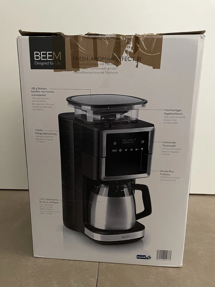 BEEM Fresh Aroma Perfect Thermolux Kaffeemaschine mit Mahlwerk - Edelstahl - Bild 1 von 1