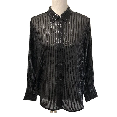 Gap идеальный рубашка черный блестками блузка на пуговицах женщин средний чистый выход - Изображение 1 из 4
