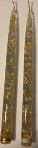 2er Set Klar mit Goldflocken Vintage Mcm Lucite Spitzkerzen - Bild 1 von 1