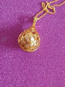 Pearl. Natürliches, wertvolles echtes Edison Perle Gold Vermeil Medaillon/Halskette.  - Bild 1 von 8