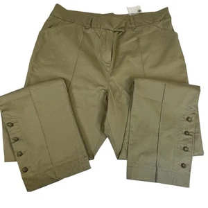 Neu weiche umlaufende khaki Hose gehäkelt bedeckt Knopf knöchelgerade Gr. TXL - Bild 1 von 13