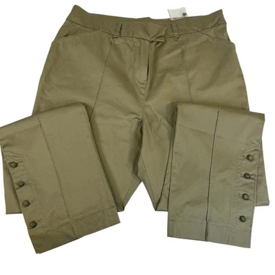 Nuevos Pantalones Caqui Suave Envolventes Crochet Cubiertos Botón Tobillo Recto Talla TXL Foto 1 de 4
