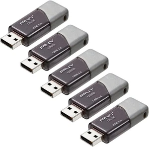 PNY 128GB Turbo Attaché 3 USB 3.0 Flash Drive 5-Pack – 5-Pack, Grey  - Picture 1 of 10