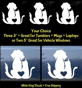 Love Dog and Cat Heart White Decals Car Windows Laptop Tumbler Tablet Mugs - Picture 1 of 5