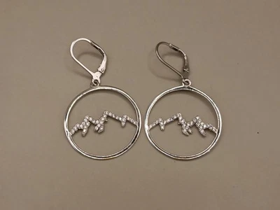 Pendientes de aro de montaña de cristal de plata de ley 925 Foto 1 de 4