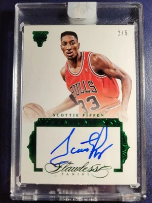 2015-16 Scottie PIPPEN Panini Flawless  PREMIUM INK Autograph AUTO EMERALD #2/5 - Image 1 of 2