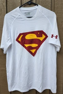 USC Superman Heat Gear Under Armour T-Shirt White Short Sleeve Shirt Men Med - Picture 1 of 6