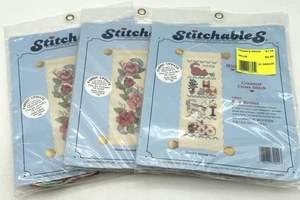 3 Counted Cross Stitch Kits Mini Bell Pulls Kittens & Roses - Picture 1 of 10