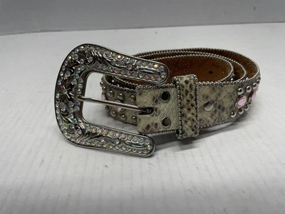 Blazin Roxy Western Studded Genuine Leather Gator Print/ Pink Rhinestones M/L - Image 1 of 4