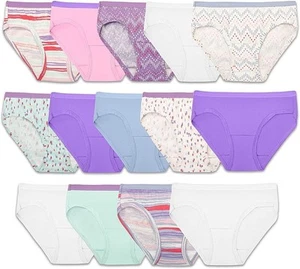 Fruit of the Loom Girls' Cotton Hipster Underwear, 14 Pack - Fashion Assorted, 4 - Picture 1 of 5