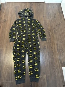 Boys Black Batman Marks & Spencer One Piece Fleece Suit. Age 9-10 Years - Picture 1 of 7