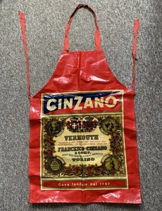 Delantal vintage Cinzano años 80 hecho en Inglaterra telas sari coleccionables bar cocina - Imagen 1 de 3