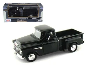 1955 Chevrolet 5100 Stepside Pickup Truck Black 1/24 Diecast Car Model by Motorm - Picture 1 of 1