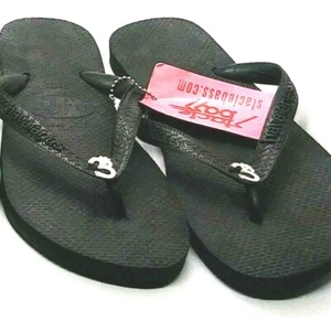 Comfy Flip Flops Stacie Bass Black Size 7/8 - Picture 1 of 12