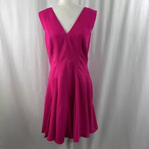 Vestido Rebecca Taylor Crepé Rosa Orquídea Cuello en V Coqueto Romántico Sin Mangas Talla 10 - Imagen 1 de 12