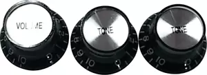 BLACK SG TYPE GUITAR POTENTIOMETER BUTTON (SET OF 3) - Picture 1 of 2
