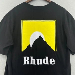 T-shirt Rhude Moonlight noir jaune double face taille XL streetwear créateur SK8 - Photo 1/9