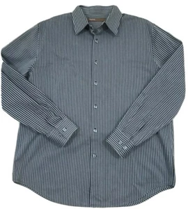 Perry Ellis~Men's Size L~Black Striped Button-Up Casual Shiry Cotton. - Picture 1 of 5