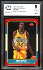 2007-08 Fleer 86-87 Rookies Glossy #143 Kevin Durant Rookie Card BGS BCCG 8 Ex+