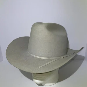 Vintage Stetson 6X Beaver Cowboy Hat Size 7 1/8 Silver Gray 60's Last Drop Liner - Picture 1 of 13
