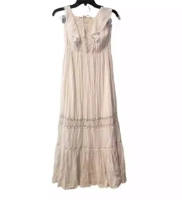 Mossimo Beige Cream Lace Tiered Dress Size XS Cottagecore Bohemian Maxi Fairy - Picture 1 of 17
