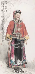 掛軸1967 ORIENTAL MASTER ART CHINA PAINTING ARTWORK-He Jiaying Beauty&何家英 芭蕉丽人 - Picture 1 of 9