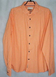 Camicia a scacchi uomo RILEY REGULAR FIT premium cotone manica lunga arancione XL - Foto 1 di 10
